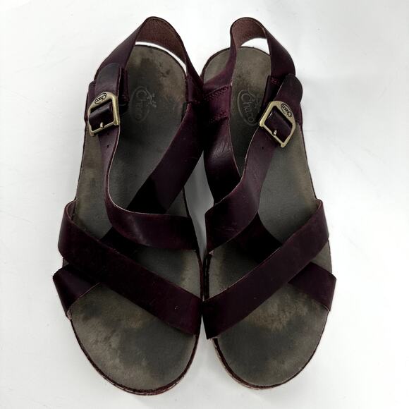 CHACO Wayfarer Leather Sandal ChacoGrip LUVSEAT Midsole Suede Footbed Fig 8 - Picture 3 of 8
